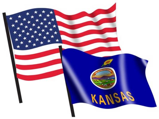 Picture of U. S. and Kansas Flags SVG File