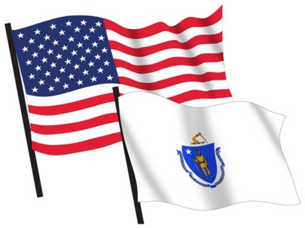 Picture of U. S. and Massachusetts Flags SVG File