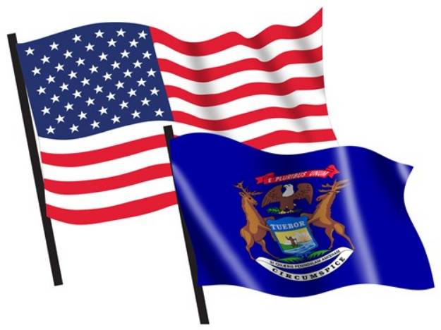 Picture of U. S. and Michigan Flags SVG File