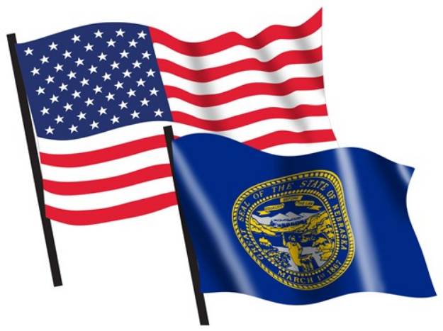 Picture of U. S. and Nebraska Flags SVG File