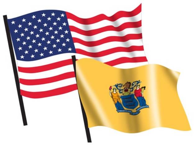 Picture of U. S. and New Jersey Flags SVG File