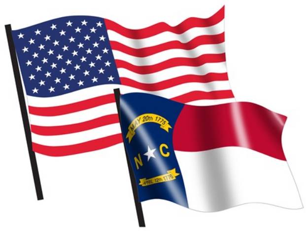 Picture of U. S. and North Carolina Flags SVG File