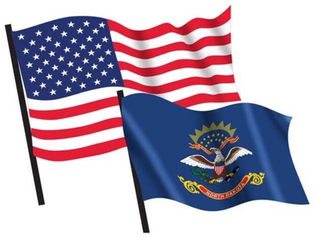 Picture of U. S. and North Dakota Flags SVG File