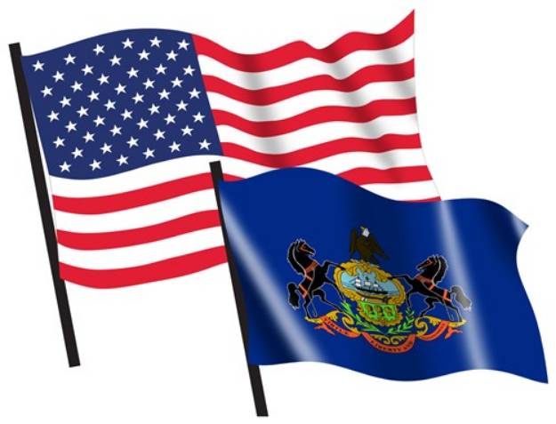 Picture of U. S. and Pennsylvania Flags SVG File