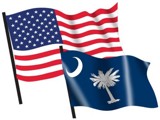 Picture of U. S. and South Carolina Flags SVG File