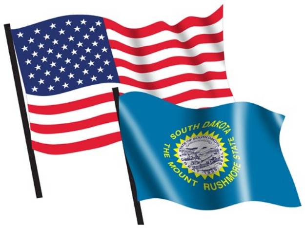 Picture of U. S. and South Dakota Flags SVG File
