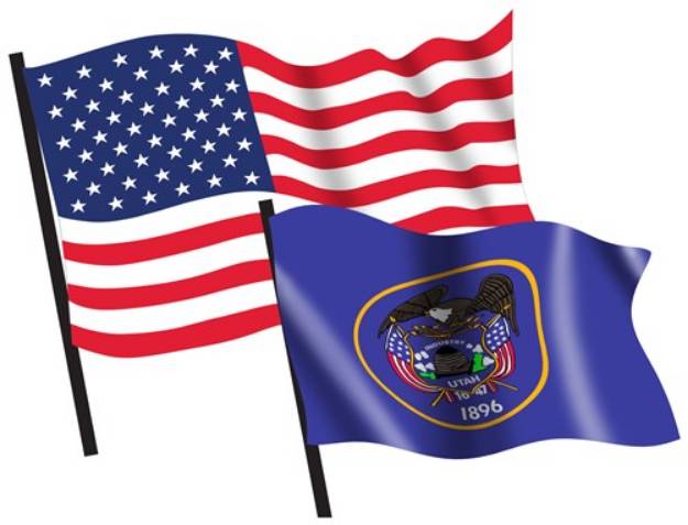 Picture of U. S. and Utah Flags SVG File