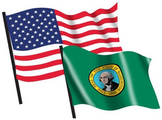 Picture of U. S. and Washington Flags SVG File