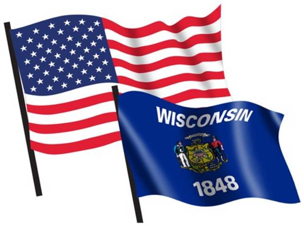 Picture of U. S. and Wisconsin Flags SVG File
