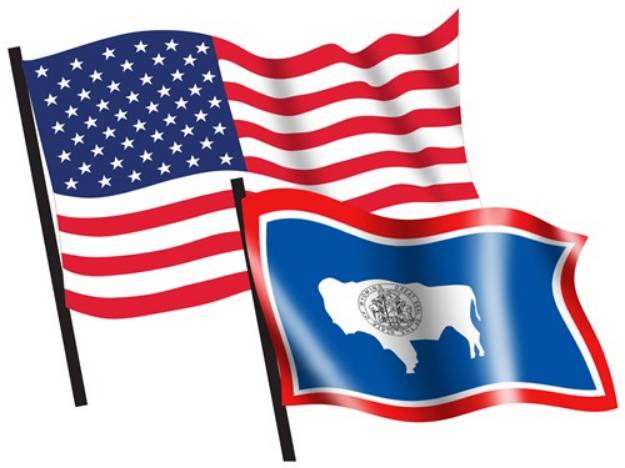 Picture of U. S. and Wyoming Flags SVG File