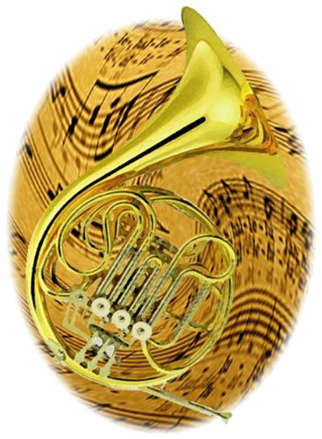Picture of French Horn With Sheet Music SVG File