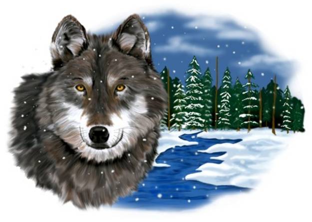 Picture of Winter Wolf Scene SVG File