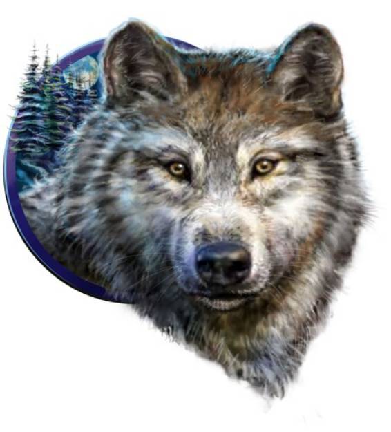 Picture of Wolf and Moon SVG File