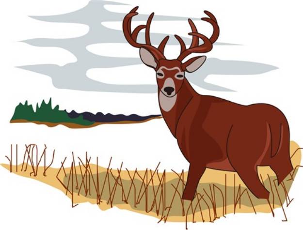 Picture of Whitetail Deer Scene SVG File
