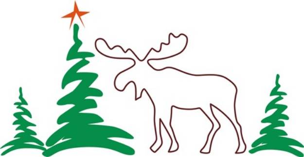 Picture of Christmas Moose Outline SVG File