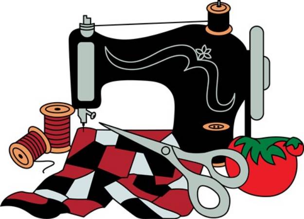 Picture of Sewing Machine and Quilt SVG File