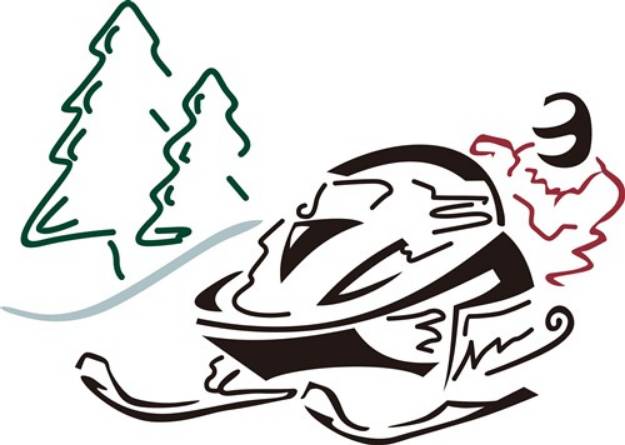 Picture of Snowmobiler Pine Trees SVG File
