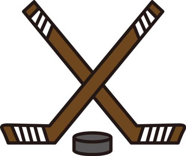 Picture of Hockey Sticks and Puck SVG File