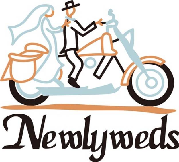 Picture of Newlyweds on Motorbike SVG File