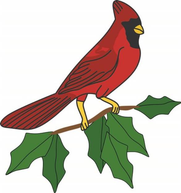 Picture of Cardinal On Holly SVG File