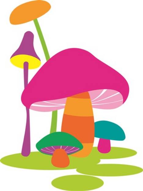 Picture of Colorful Mushrooms SVG File