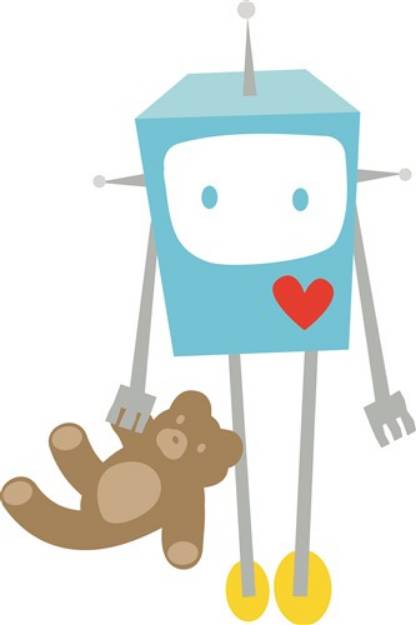 Picture of Robot With Teddy Bear SVG File