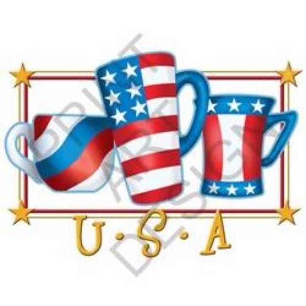 Picture of Patriotic Coffee Cups SVG File