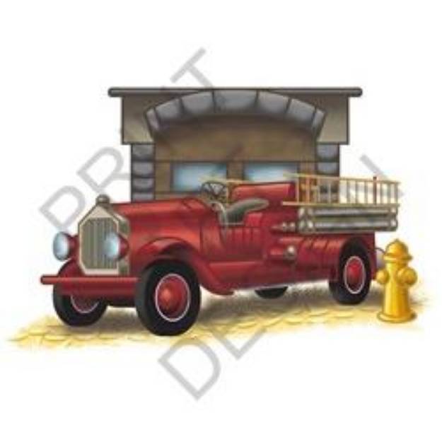 Picture of Vintage Fire Truck SVG File