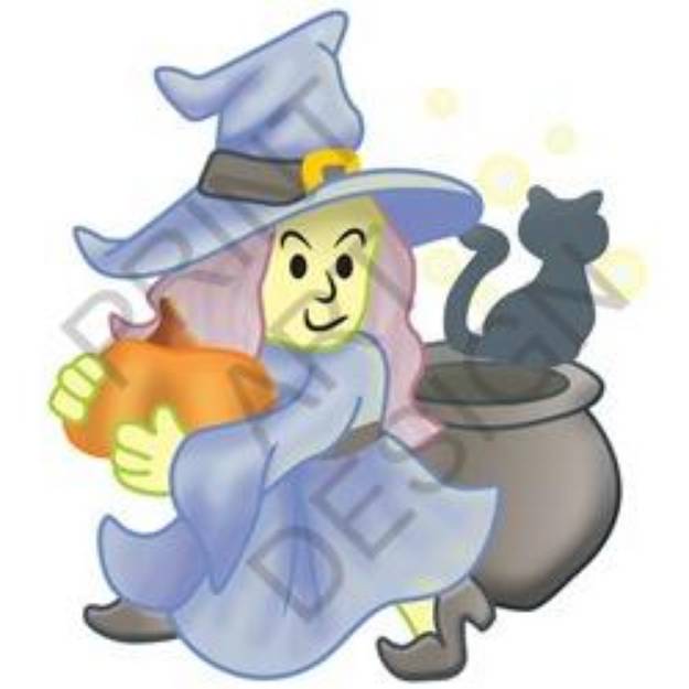 Picture of Witch W/cauldron SVG File