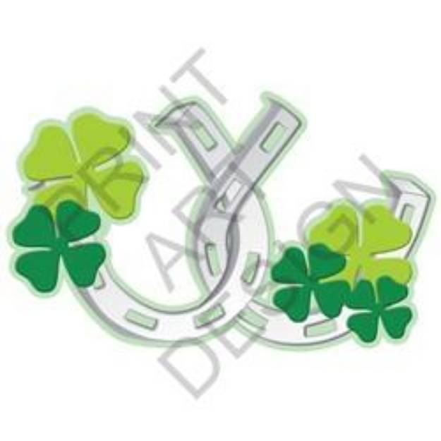 Picture of Horseshoes W/four Leaf Clovers SVG File