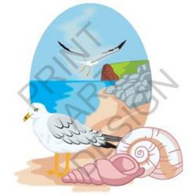 Picture of Seagulls & Shells SVG File