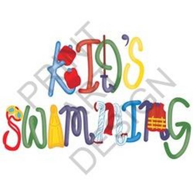 Picture of Kids Swimming SVG File
