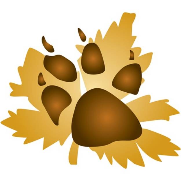 Picture of Pawprint On Leaf SVG File
