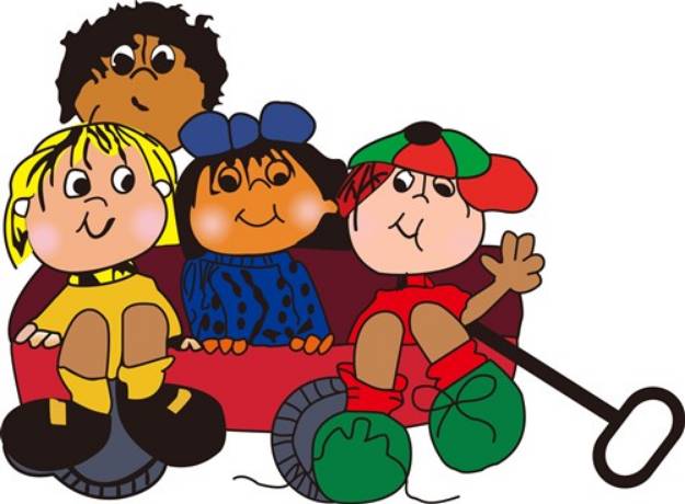 Picture of Kids in Wagon SVG File