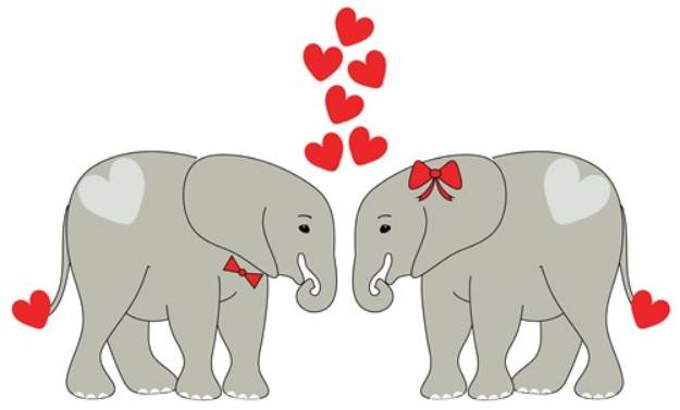 Picture of Two Valentine Elephants SVG File