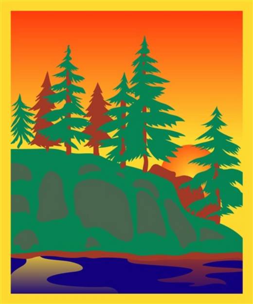 Picture of Woods & Water Scene SVG File