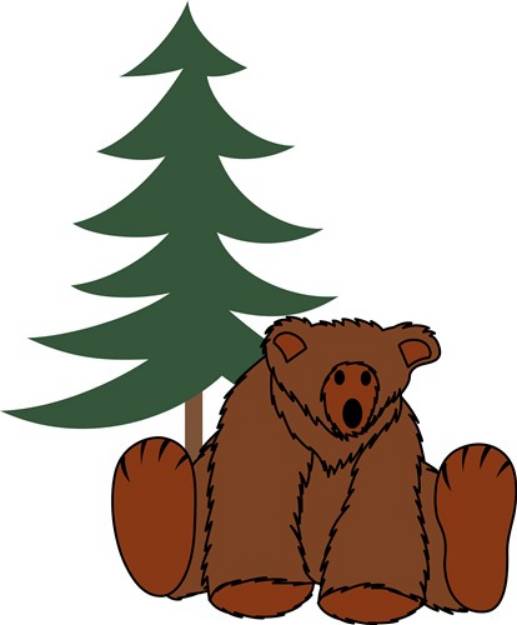 Picture of Bear And Pine SVG File