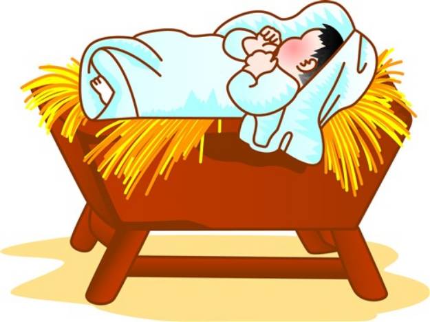 Picture of Baby in Manger SVG File