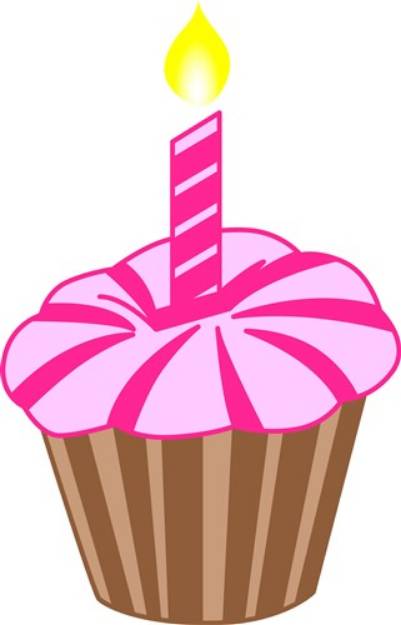 Picture of Cupcake with Candle SVG File