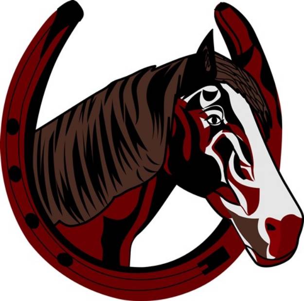 Picture of Horse In Horseshoe SVG File