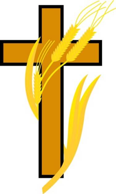 Picture of Cross with wheat SVG File