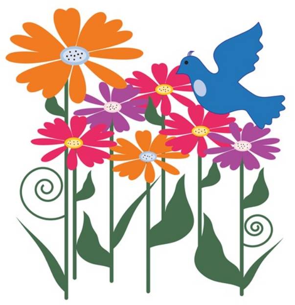 Picture of Flower And Bird SVG File