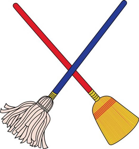 Picture of Crossed Mop & Broom SVG File