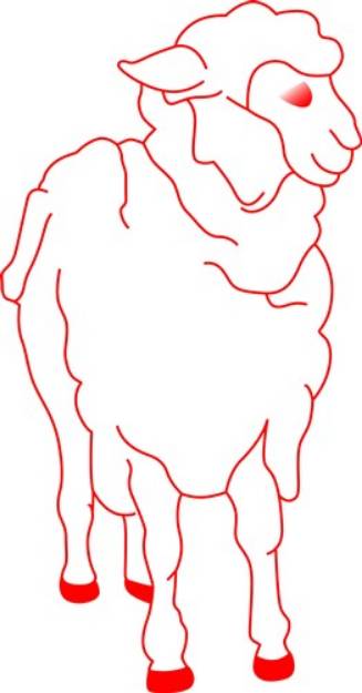 Picture of Sheep Redwork SVG File