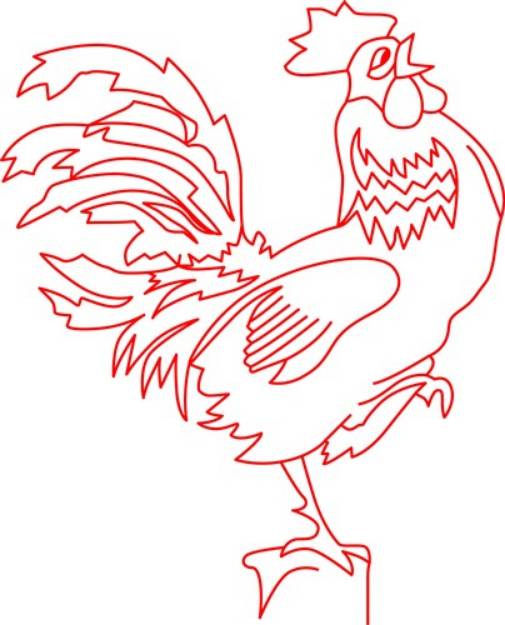 Picture of Rooster Redwork SVG File