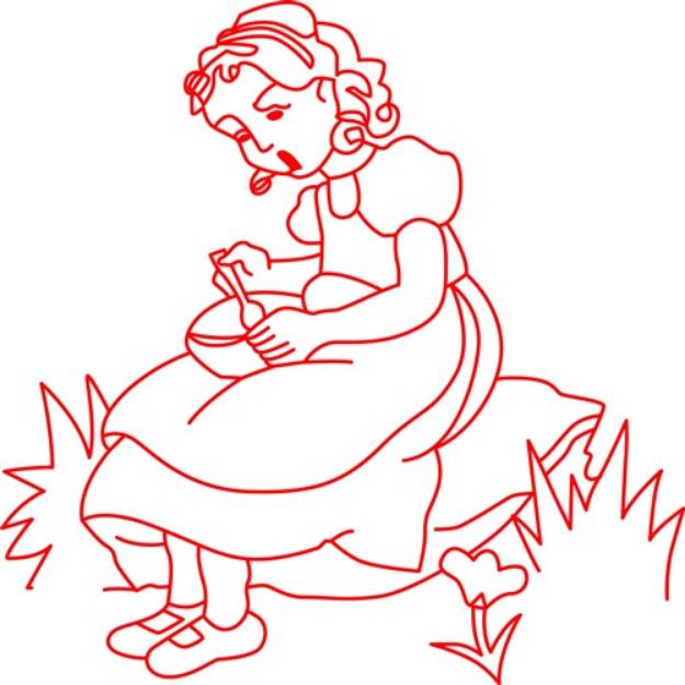 Picture of Miss Muffet Redwork SVG File