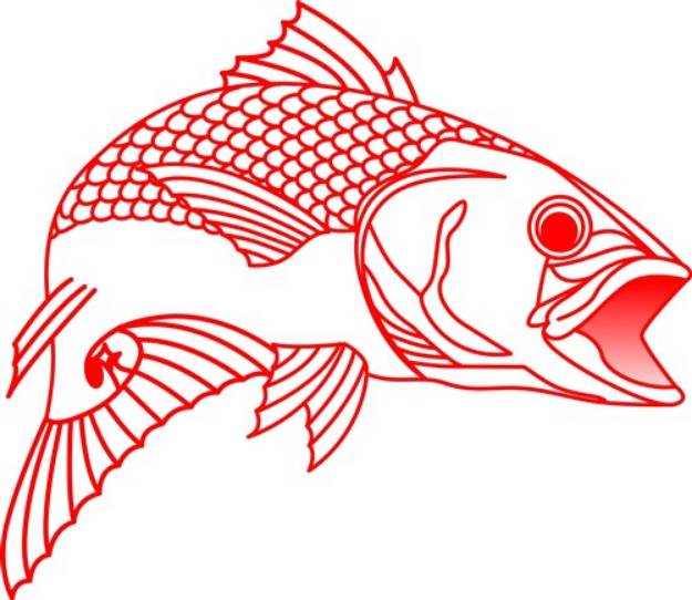 Picture of Striped Bass Redwork SVG File