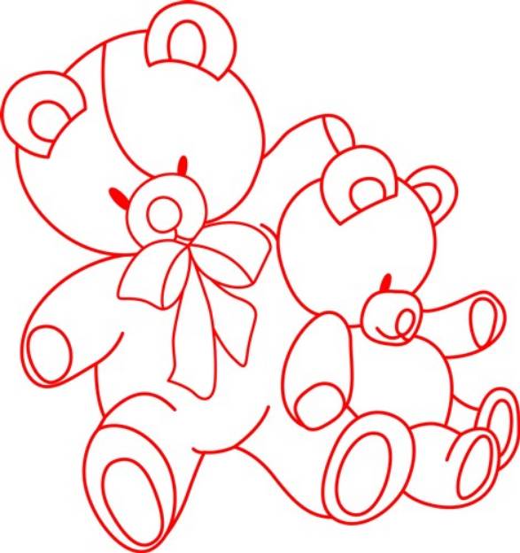 Picture of Bear Buddies Redwork SVG File