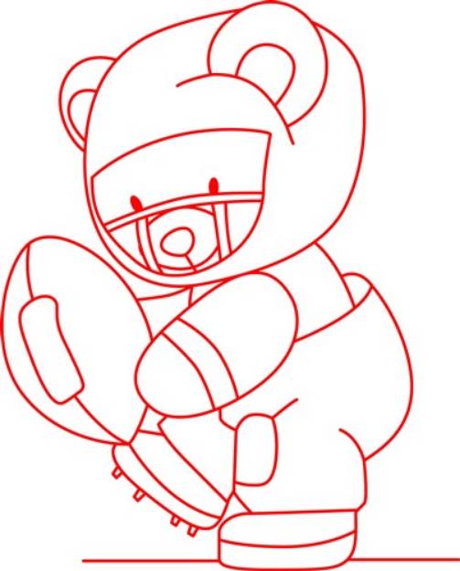 Picture of Football Bear Redwork SVG File