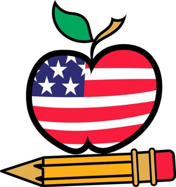 Picture of Patriotic Apple & Pencil SVG File